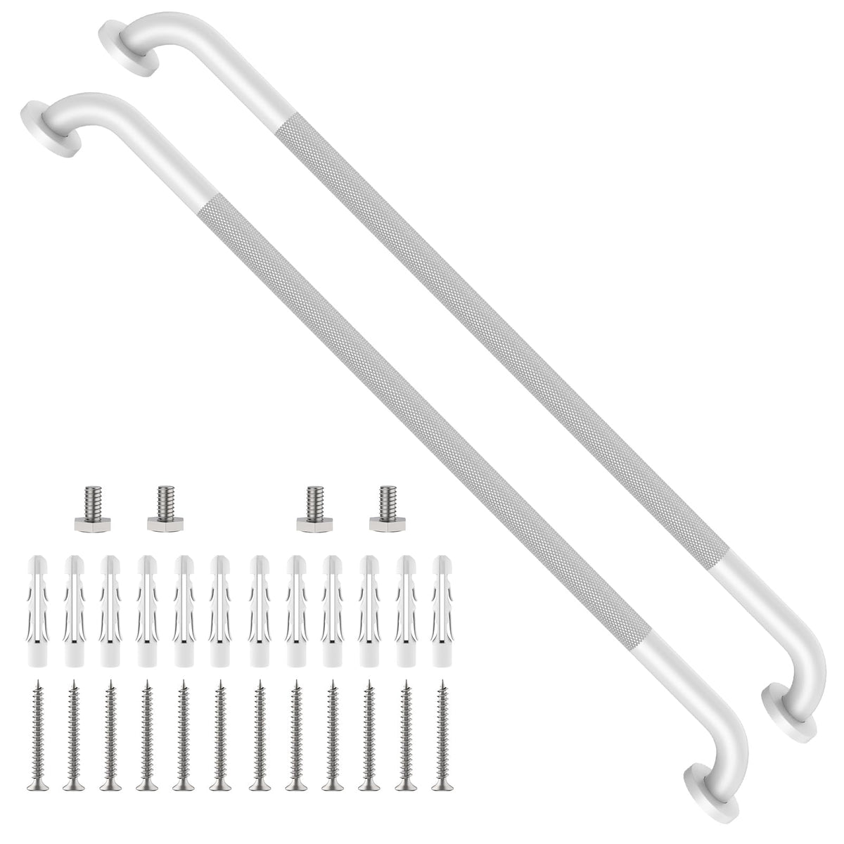 2 Pack 24 Inch Polished Chrome Anti Slip Knurled Shower Grab Bar