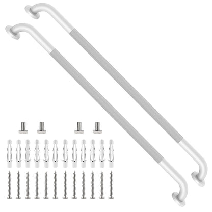 2 Pack 24 Inch Polished Chrome Anti Slip Knurled Shower Grab Bar