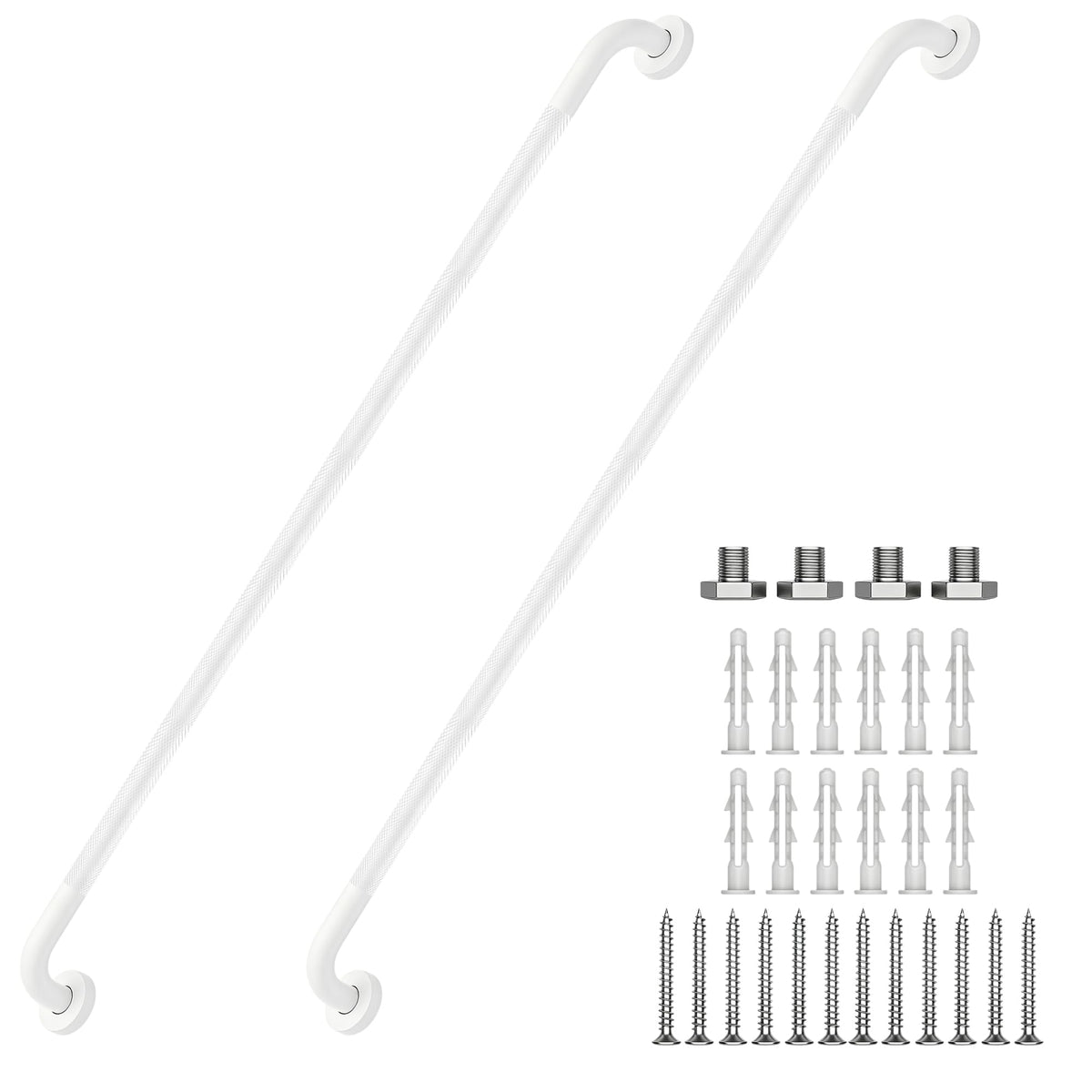 16 Inch Grab Bars 1.25" Dia,2 Pack Brushed Nickel 304 Stainless Steel Bathroom Grab Bar,Anti Slip Knurled Safety Bar,Wall Mount Handicap Grab Bars,Support Handrail for Seniors Elderly Injury