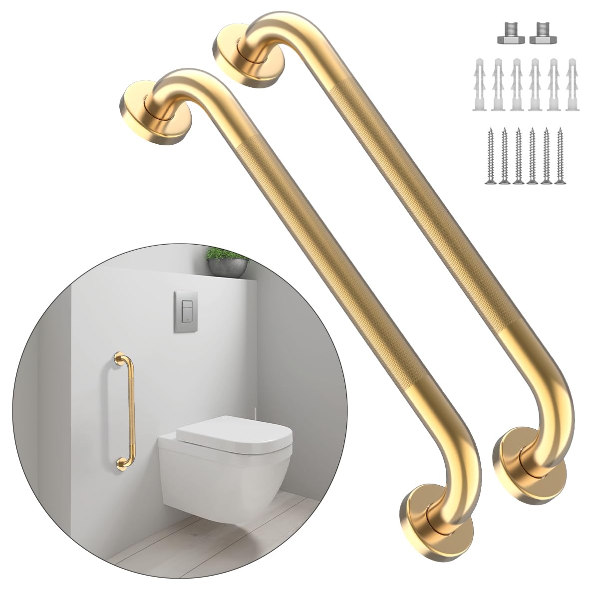 12 Inch Anti Slip Grab Bars for Wall, Munzong Stainless Steel Shower Bars