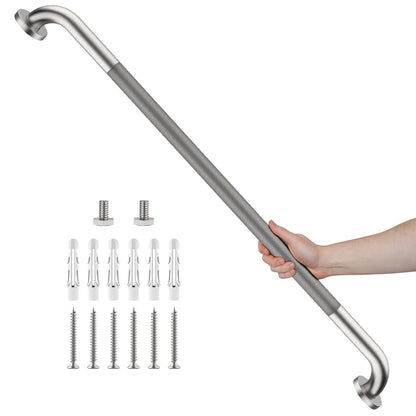 Black Knurled Grab Bar 36 Inch, Safety Shower Handrail for Senior