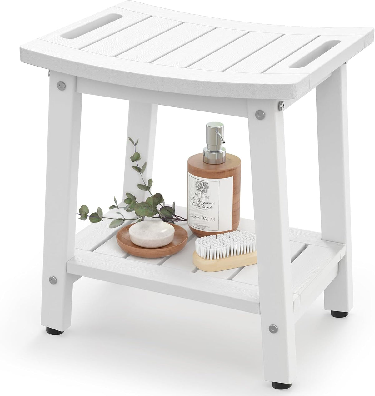 Waterproof HDPE Shower Bench for Inside Shower, Shower Stool, White