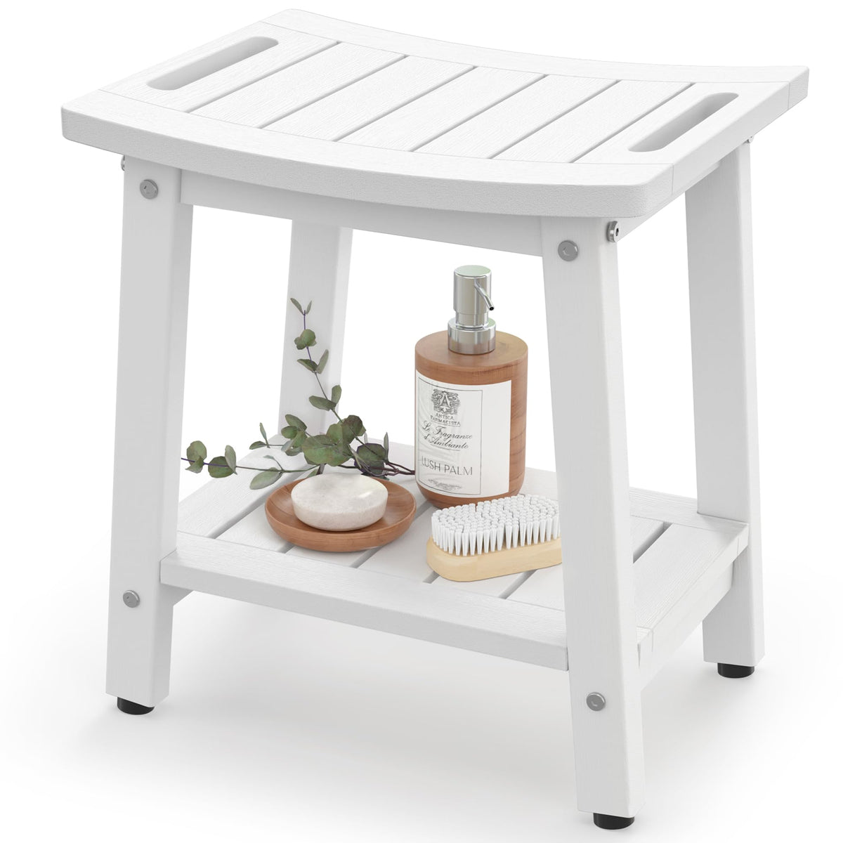 Waterproof HDPE Shower Bench for Inside Shower, Shower Stool, White