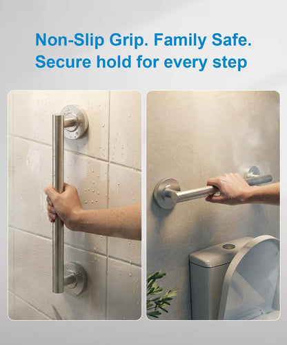 Shower Grab Bar Set, ADA Compliance Brushed Stainless Steel Handicap Grab Bar for Bathtubs and Showers, Modern 3-Pack 18" 24" 36" Shower Safety Bars for Seniors