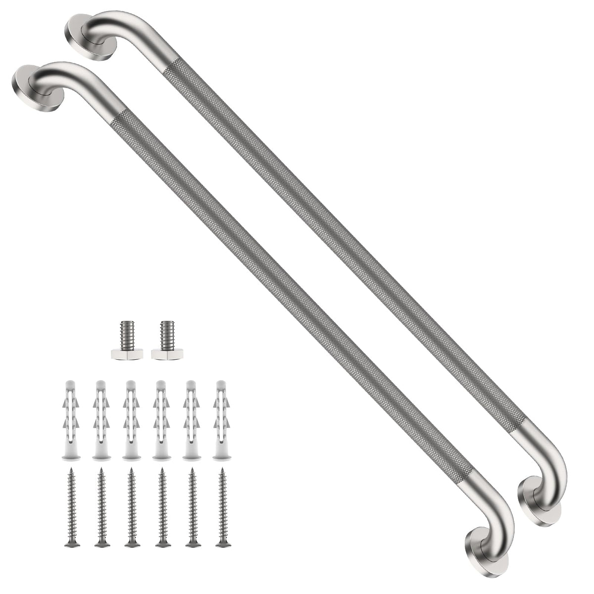 ZUEXT 2 Pack 16 Inch Chrome Anti Slip Shower Grab Bar with Knurled Grip