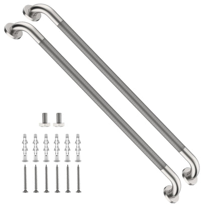 ZUEXT 2 Pack 16 Inch Chrome Anti Slip Shower Grab Bar with Knurled Grip