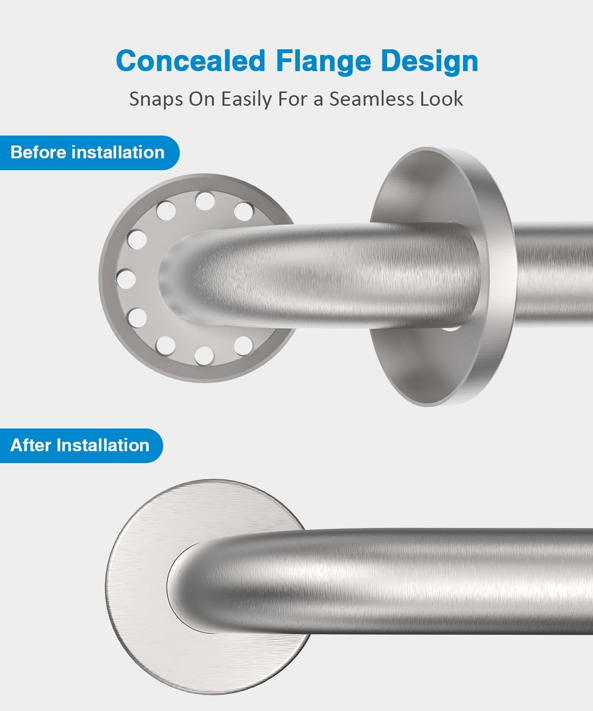 Grab Bar Bundle for ADA Compliance, Brushed Stainless Steel 1.5" Diameter 3-Piece Set (18", 36", 42") for Commercial Restrooms & Shower Safety Bars for Seniors