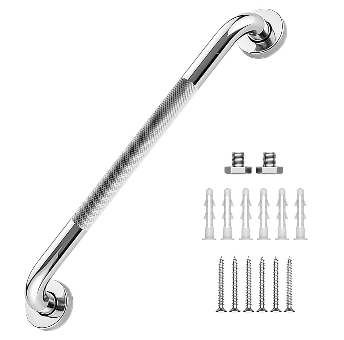 16 Inch Shower Grab Bars, 2 Pack Chrome Safety Bars 1.25" Dia