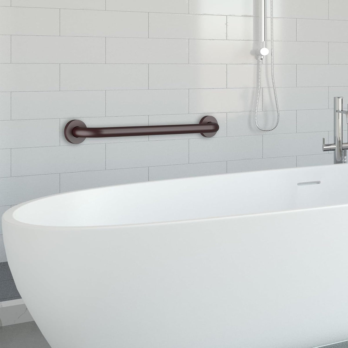 2 Pack 16 Inch Grab Bars for Wall Oil Brown