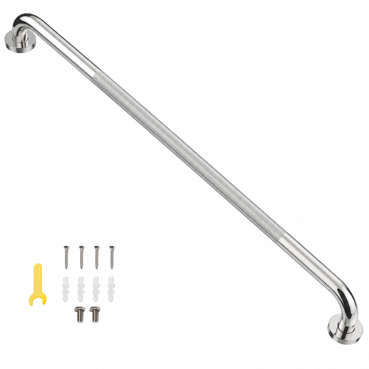 36 Inch Shower Grab Bar, Bathroom Grab Bar Handle with Anti-Slip Knurled Grip, Stainless Steel Bath Balance Bar, 1.25" Diameter Bath Safety Bar Support for Seniors Elderly Pregnant, Brushed Nickel