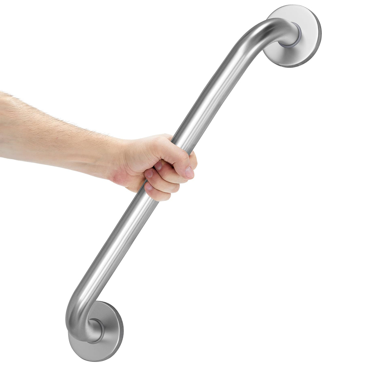 AmazerBath Shower Grab Bars for Seniors Anti Slip, Bath Safety Grab Bar for Needy, Stainless Steel Bathroom Safety Grab Bars, Thickened Bar Bigger Base Holds 500LBS, 16" L x 1.25" D, Brushed Nickel