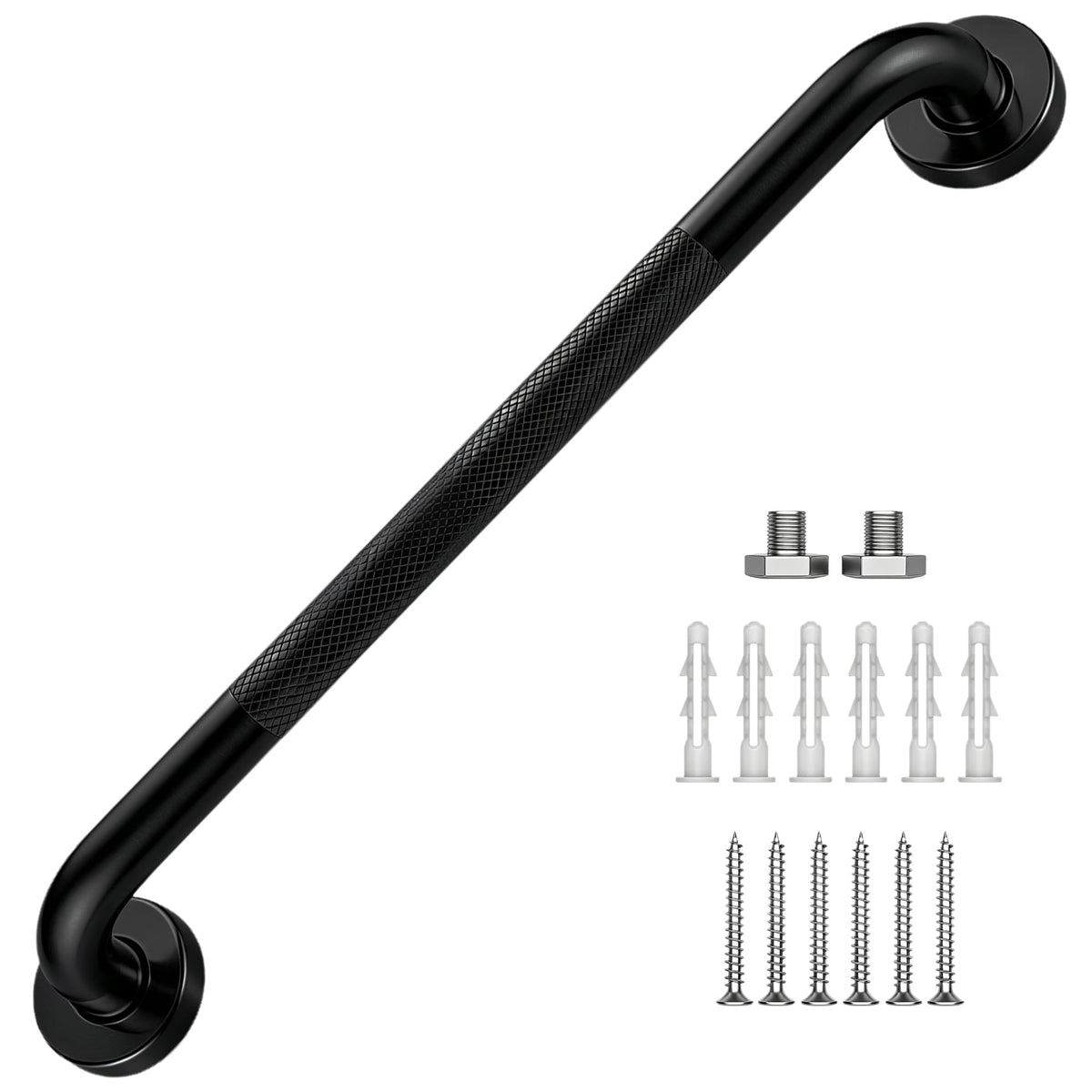 16 Inch Grab Bars 1.25" Dia,2 Pack Brushed Nickel 304 Stainless Steel Bathroom Grab Bar,Anti Slip Knurled Safety Bar,Wall Mount Handicap Grab Bars,Support Handrail for Seniors Elderly Injury