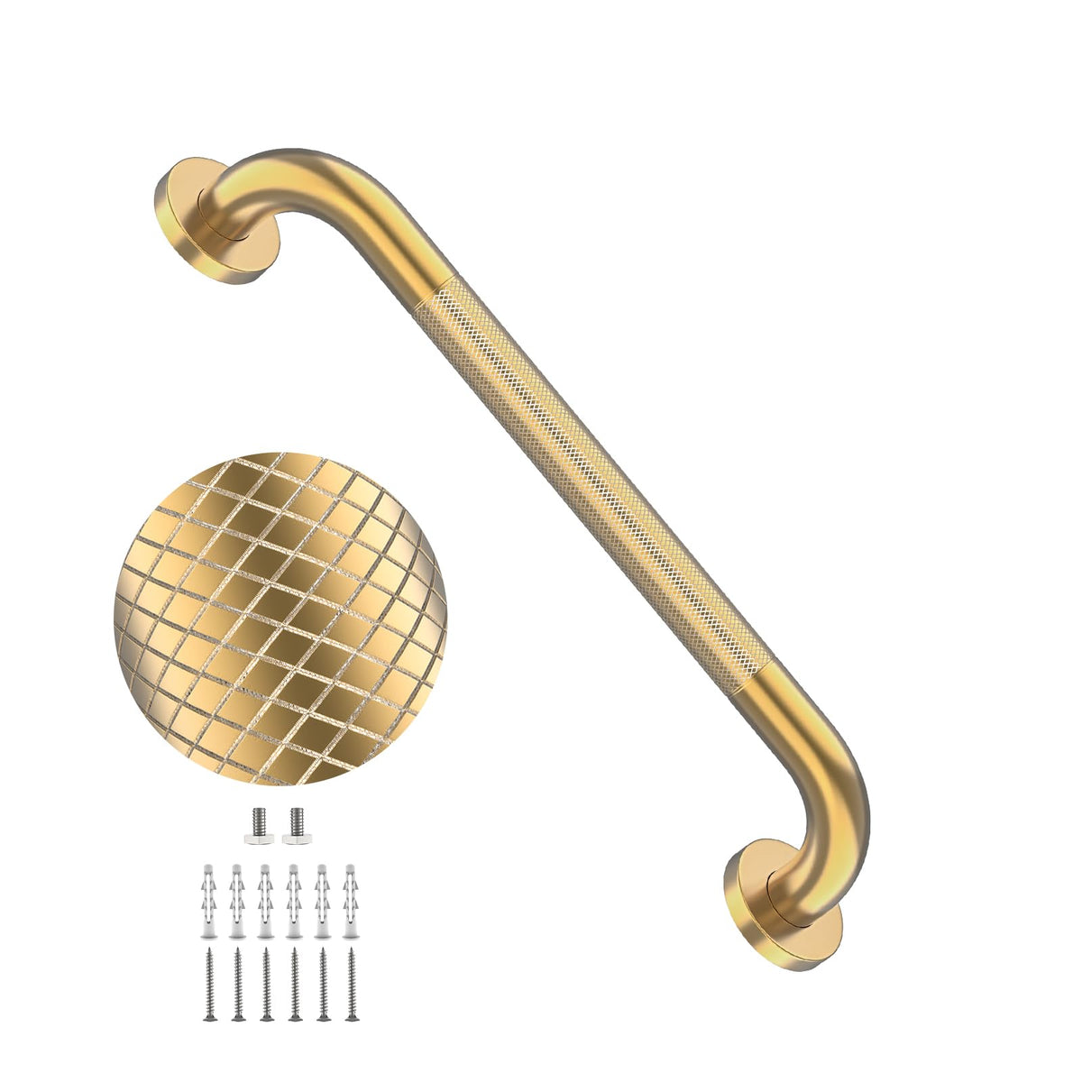 2 Pack 24 Inch Polished Chrome Anti Slip Knurled Shower Grab Bar