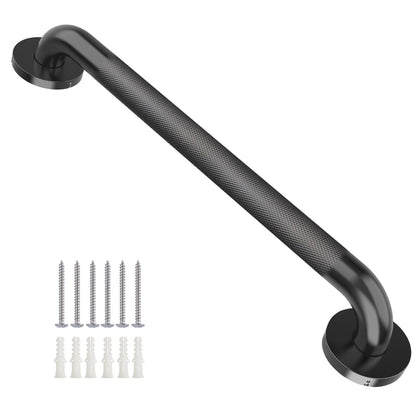 Shower Grab Bars for Seniors, 12 Inch Square Matte Black Bathroom Handle for Wall, 304 Stainless Steel Anti Slip Bathtub Safety Bar, ADA Compliant 500 LBS Hand Rail for Elderly, Handicap