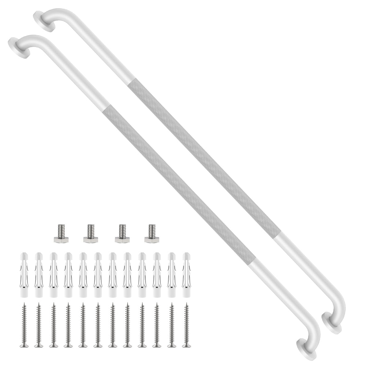 ZUEXT 2 Pack 16 Inch Chrome Anti Slip Shower Grab Bar with Knurled Grip