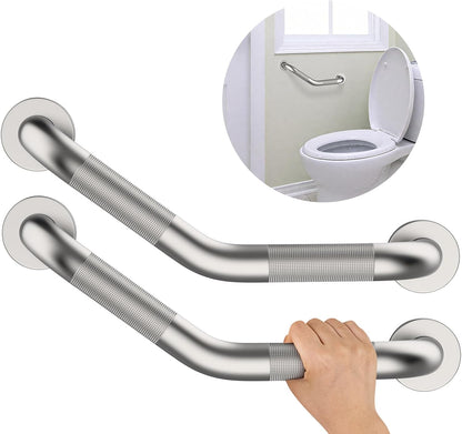 16 Inch Angled Shower Grab Bar, Munzong Brushed Nickel Bathroom Grab Bar