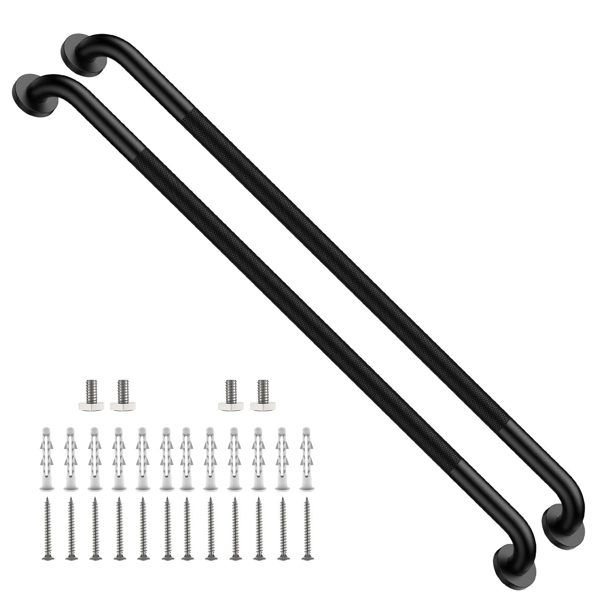 ZUEXT 2 Pack 16 Inch Chrome Anti Slip Shower Grab Bar with Knurled Grip