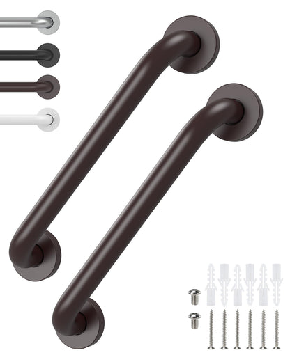 2 Pack 16 Inch Grab Bars for Wall Oil Brown