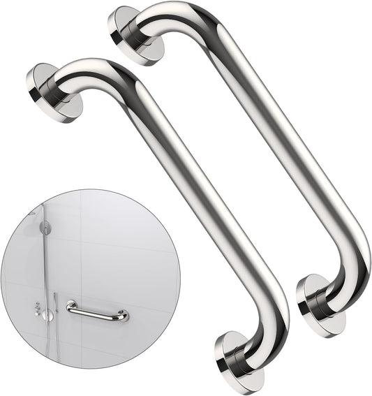 2 Pack 16 Inch Shower Grab Bar - 1.25" Diameter, ZUEXT Chrome Stainless Steel Bathroom Grab Bar Handle, Bathroom Balance Bar,Safety Hand Rail Support,Handicap Injury Elderly Senior Assist Bath Handle