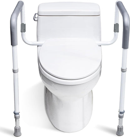WeHwupe Toilet Safety Rail for Seniors, Height & Width Adjustable Handles