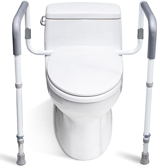 WeHwupe Toilet Safety Rail for Seniors, Height & Width Adjustable Handles