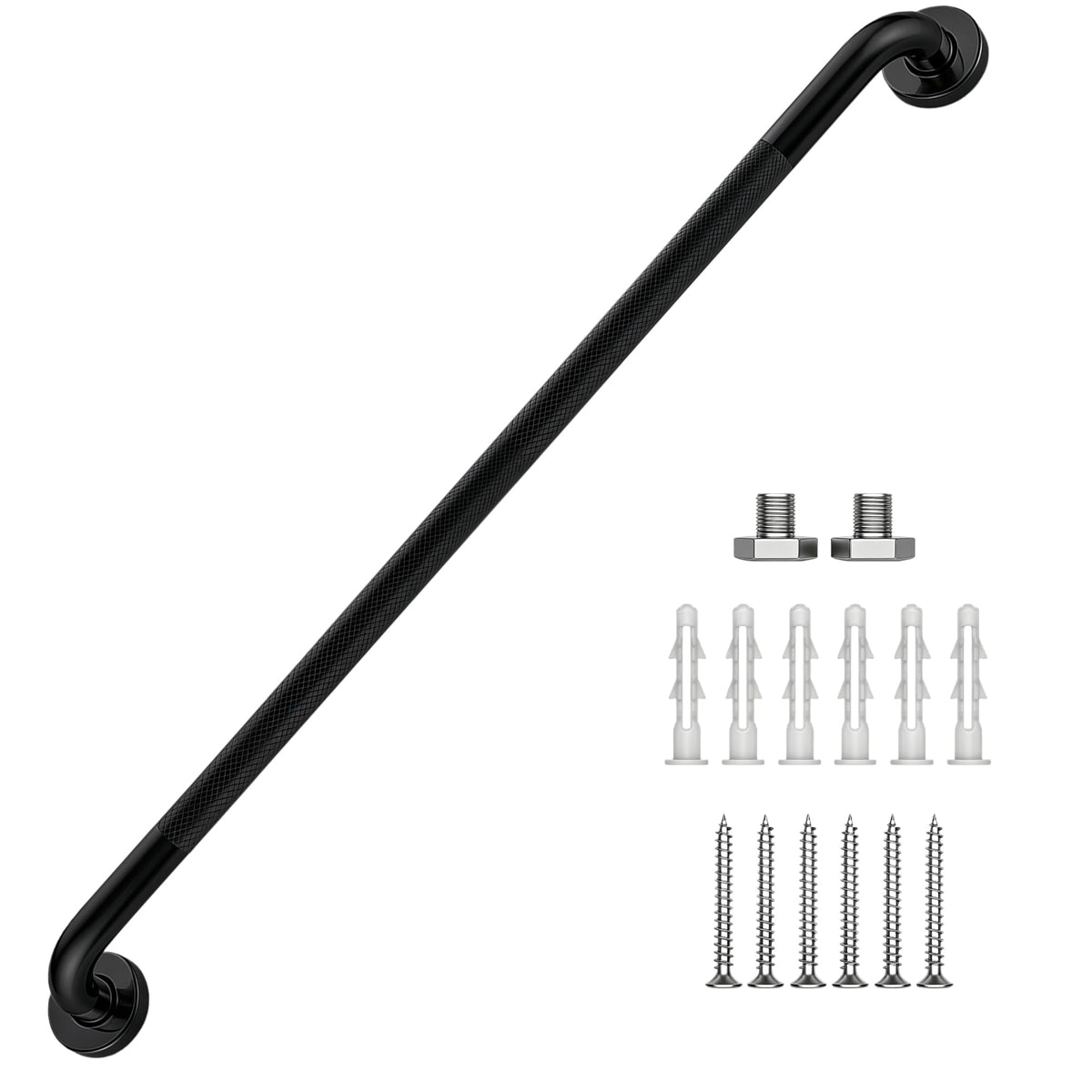 16 Inch Grab Bars 1.25" Dia,2 Pack Brushed Nickel 304 Stainless Steel Bathroom Grab Bar,Anti Slip Knurled Safety Bar,Wall Mount Handicap Grab Bars,Support Handrail for Seniors Elderly Injury