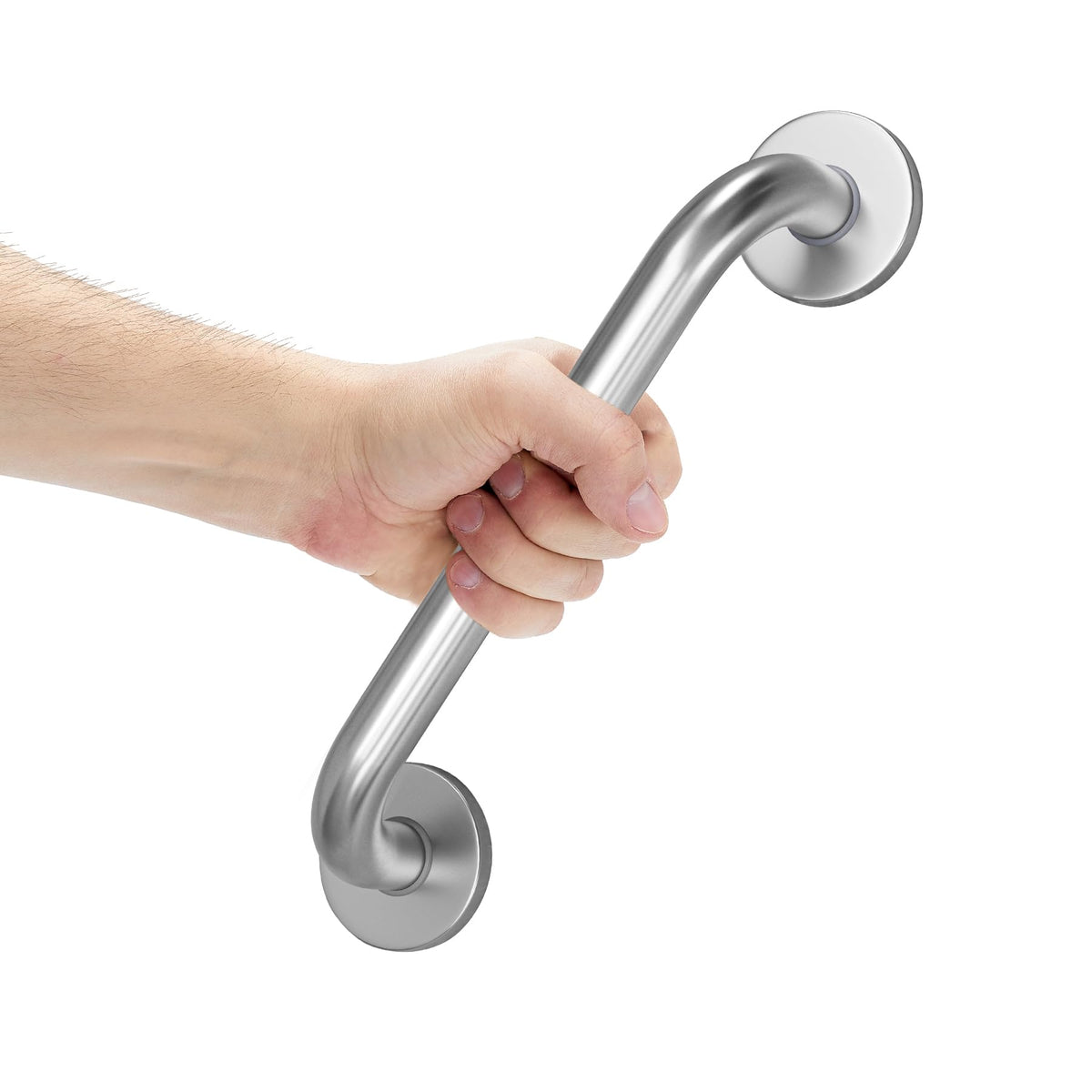 AmazerBath Shower Grab Bars for Seniors Anti Slip, Bath Safety Grab Bar for Needy, Stainless Steel Bathroom Safety Grab Bars, Thickened Bar Bigger Base Holds 500LBS, 16" L x 1.25" D, Brushed Nickel