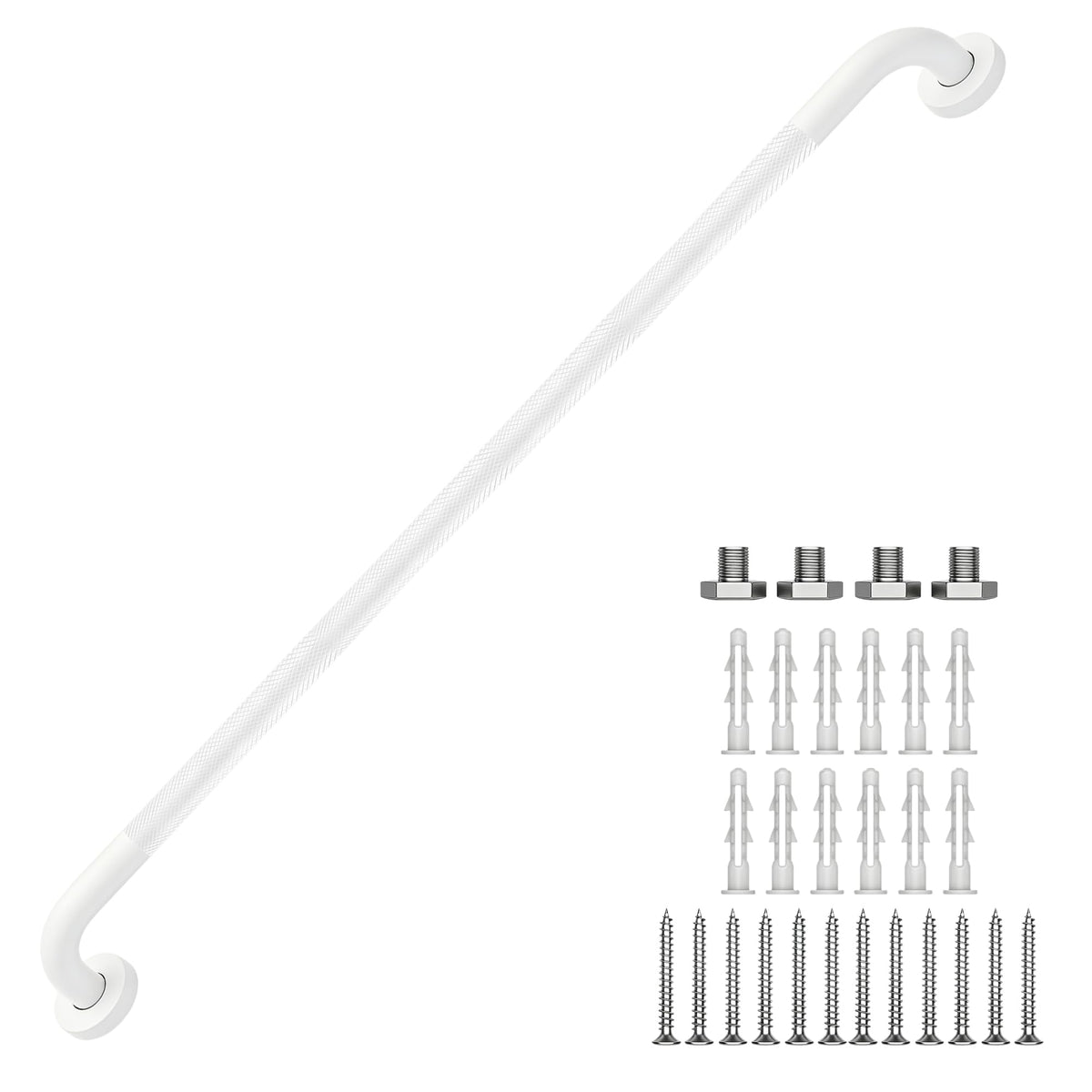 16 Inch Grab Bars 1.25" Dia,2 Pack Brushed Nickel 304 Stainless Steel Bathroom Grab Bar,Anti Slip Knurled Safety Bar,Wall Mount Handicap Grab Bars,Support Handrail for Seniors Elderly Injury