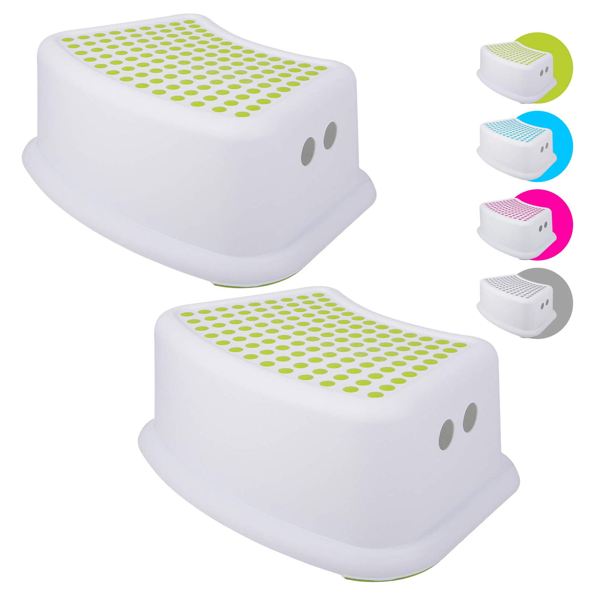 Step Stool for Kids (2 Pack), Toddlers Stool for Potty Training, Bathroom, Kitchen, Bedroom, Toy Room and Living Room. Toilet Stools with Soft Anti-Slip Grips for Safety, Stackable (Grey)