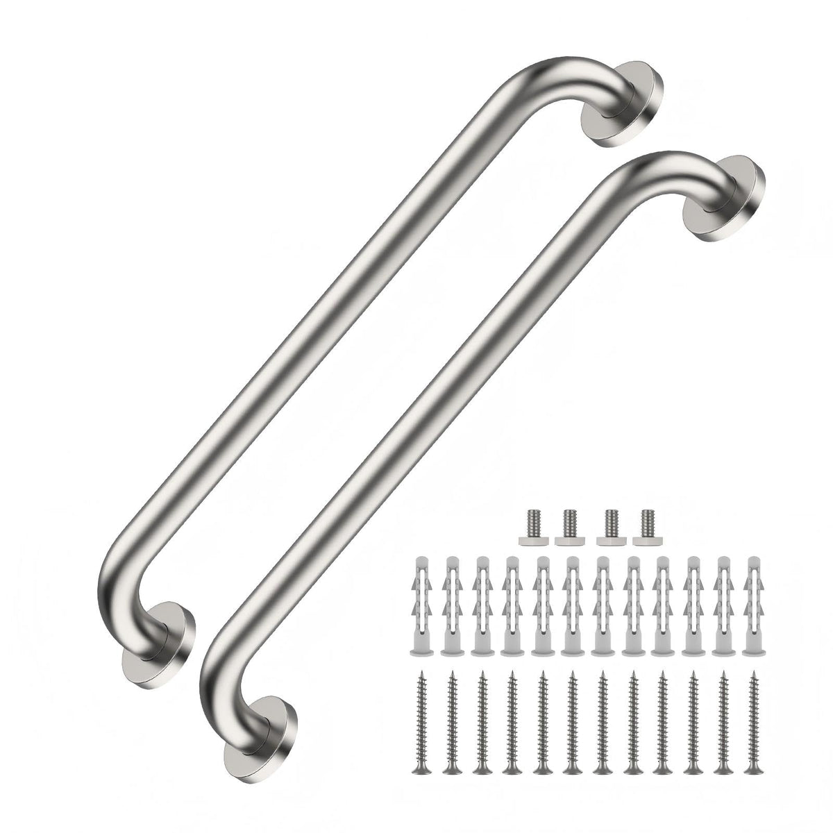 2 Pack 16 Inch Shower Grab Bar - 1.25" Diameter, ZUEXT Chrome Stainless Steel Bathroom Grab Bar Handle, Bathroom Balance Bar,Safety Hand Rail Support,Handicap Injury Elderly Senior Assist Bath Handle