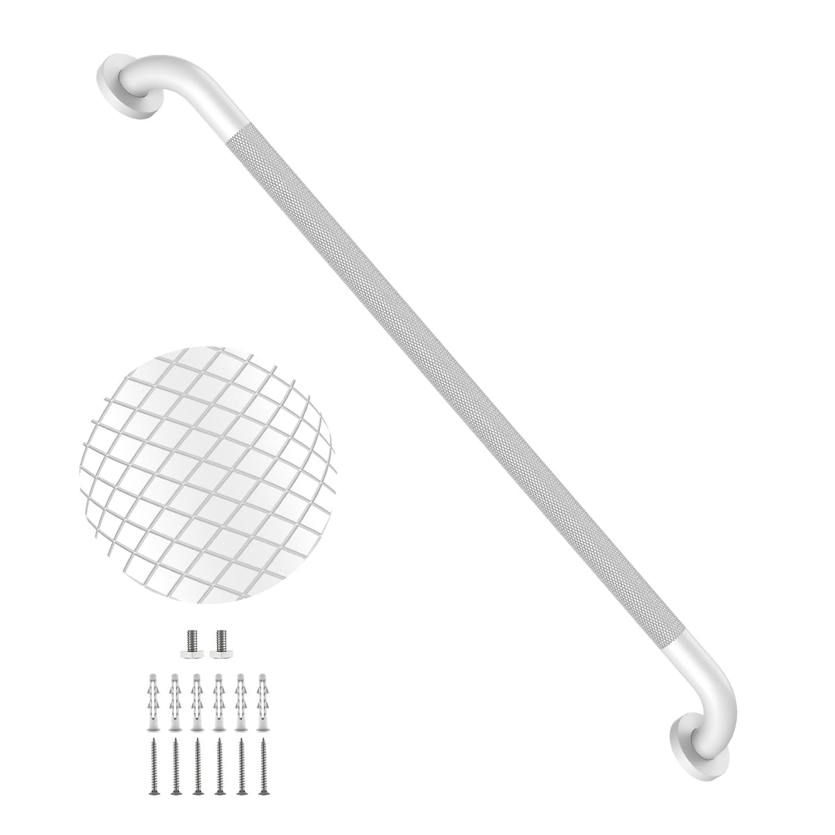 2 Pack 24 Inch Polished Chrome Anti Slip Knurled Shower Grab Bar