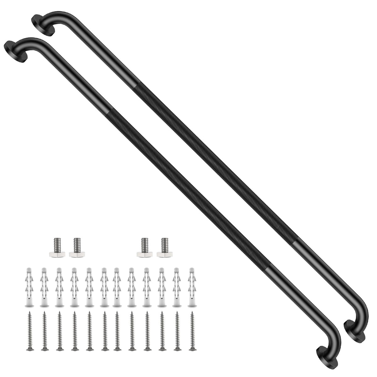 ZUEXT 2 Pack 16 Inch Chrome Anti Slip Shower Grab Bar with Knurled Grip
