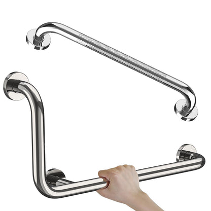 Black Angled Grab Bar 12x24 Inch, L-Shaped Grab Bar for Bathtub and Shower