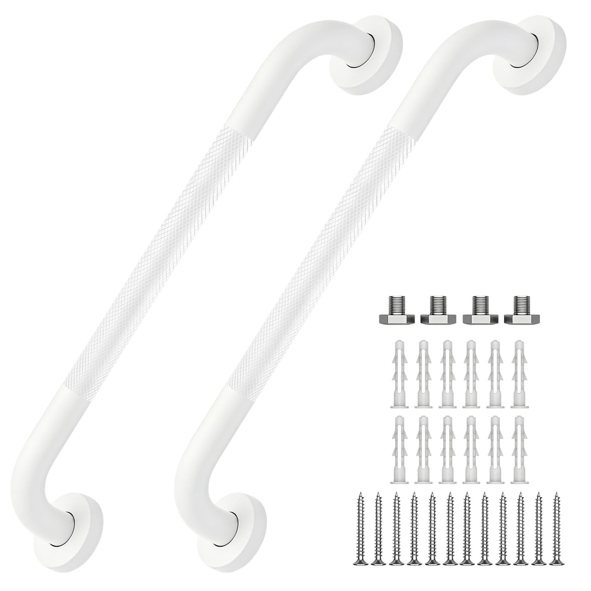 16 Inch Grab Bars 1.25" Dia,2 Pack Brushed Nickel 304 Stainless Steel Bathroom Grab Bar,Anti Slip Knurled Safety Bar,Wall Mount Handicap Grab Bars,Support Handrail for Seniors Elderly Injury