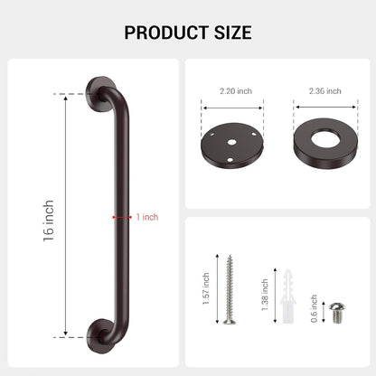 2 Pack 16 Inch Grab Bars for Wall Oil Brown