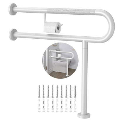 ZUEXT 24 Inch Brushed Nickel Wall to Floor Toilet Grab Bar w/Paper Holder