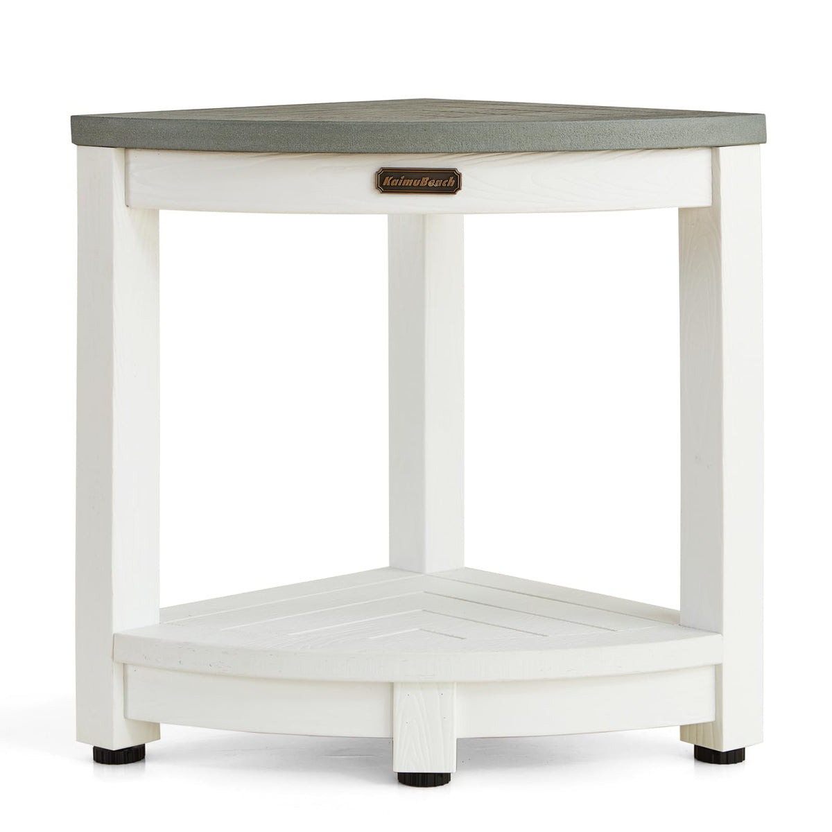 KaimuBench Corner Shower Stool for Inside Shower Waterproof, Poly Lumber Bathroom Shower Corner Bench Seat, Plastic Shower Chair Seat, Shower Shaving Foot Rest with Adjustable Feet, Non-Slip, White