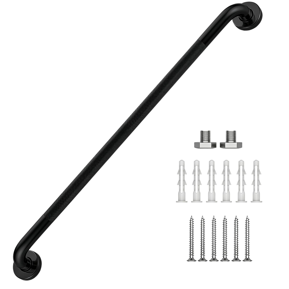 16 Inch Grab Bars 1.25" Dia,2 Pack Brushed Nickel 304 Stainless Steel Bathroom Grab Bar,Anti Slip Knurled Safety Bar,Wall Mount Handicap Grab Bars,Support Handrail for Seniors Elderly Injury