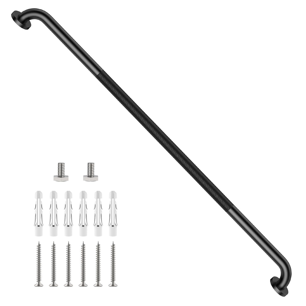 2 Pack 24 Inch Polished Chrome Anti Slip Knurled Shower Grab Bar