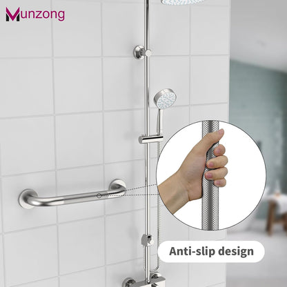 12 Inch Anti Slip Grab Bars for Wall, Munzong Stainless Steel Shower Bars