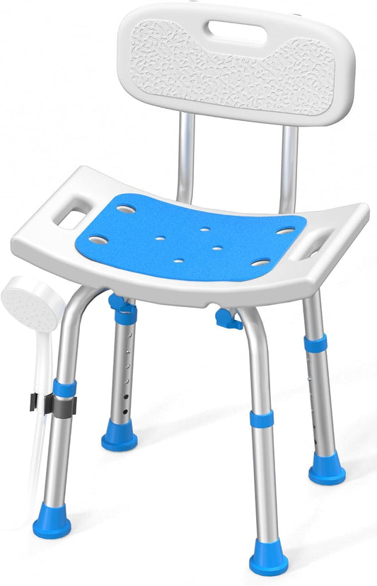 HOMLAND Shower Chair for Inside Shower with Removable Back, Aluminum Frame