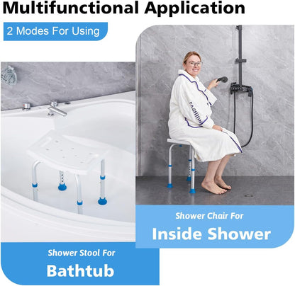 FSA/HSA Eligible Shower Chair for Inside Shower, Shower Stool for Insidetub, Tool-Free Assembly Shower Seat for Bathtub, Shower Bath Chairs for Seniors/Disabled by SOUHEILO