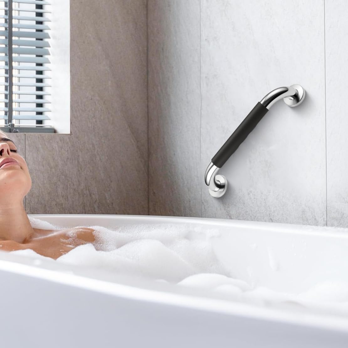 2 Pack Grab Bar Rail Anti-Slip Bathroom Shower Grab Bars for Seniors Elderly Wall 16Inch Stainless Steel Safety Handicap Handle Bath Bathtub Toilet Rail
