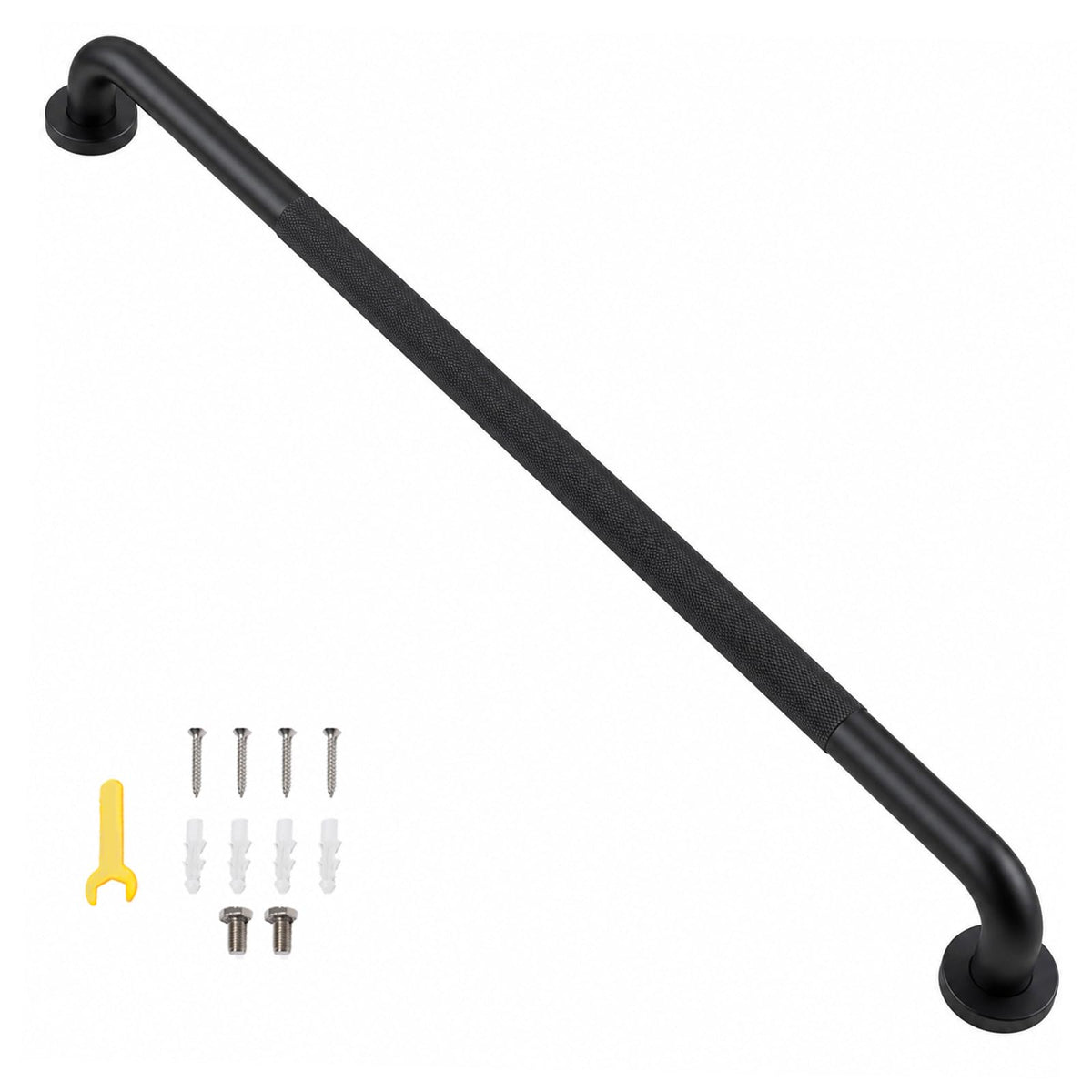 36 Inch Shower Grab Bar, Bathroom Grab Bar Handle with Anti-Slip Knurled Grip, Stainless Steel Bath Balance Bar, 1.25" Diameter Bath Safety Bar Support for Seniors Elderly Pregnant, Brushed Nickel