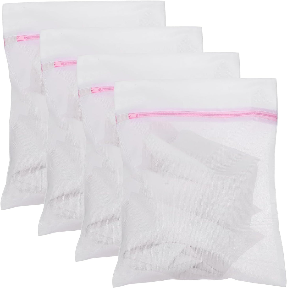 uxcell 4pcs Mesh Laundry Bags Delicates 12"x16"Mesh Washing Bags Fine Pink