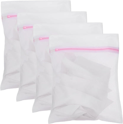 uxcell 4pcs Mesh Laundry Bags Delicates 12"x16"Mesh Washing Bags Fine Pink