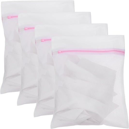 uxcell 4pcs Mesh Laundry Bags Delicates 12"x16"Mesh Washing Bags Fine Pink