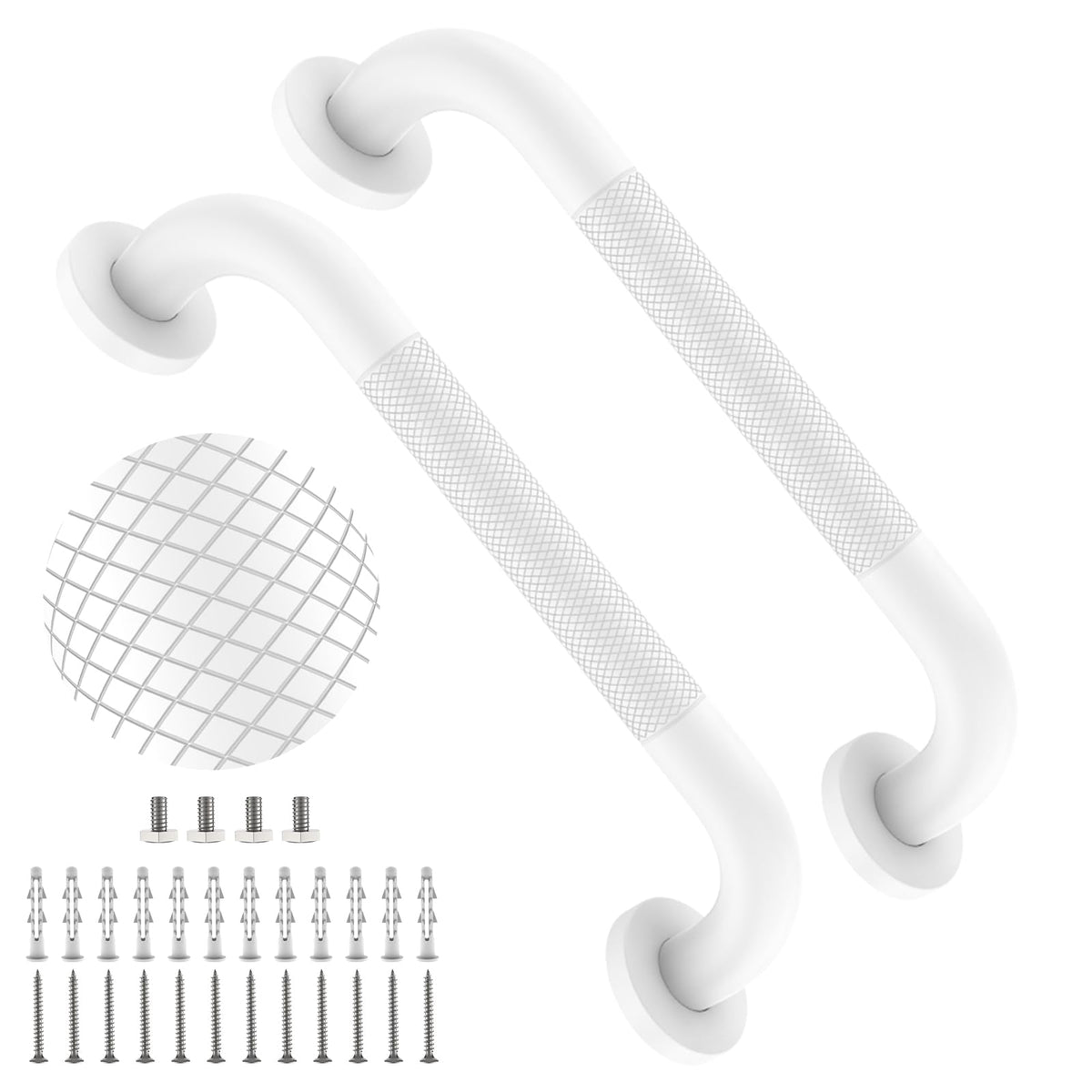 2 Pack 24 Inch Polished Chrome Anti Slip Knurled Shower Grab Bar