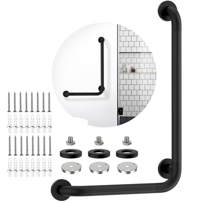 Brushed Nickel Angled Grab Bar 16x24 Inch, L-Shaped Grab Bars for Shower