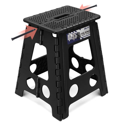 Delxo Folding Step Stool 13 Inch,300 Lbs Step Stool for Adults Black